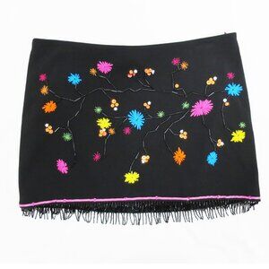 Laundry by Shelli Segal Beaded Fringed Micro Mini Skirt